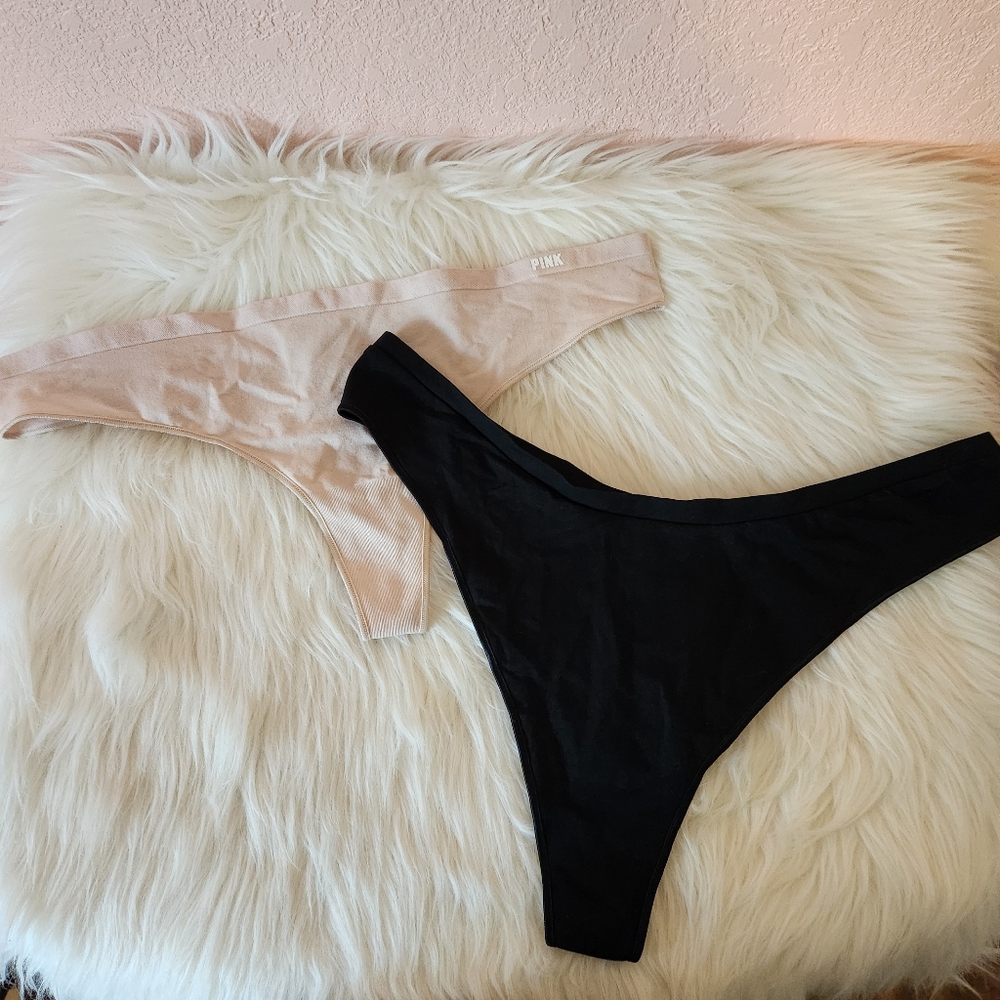 PINK Victoria's Secret Black and Nude Panties